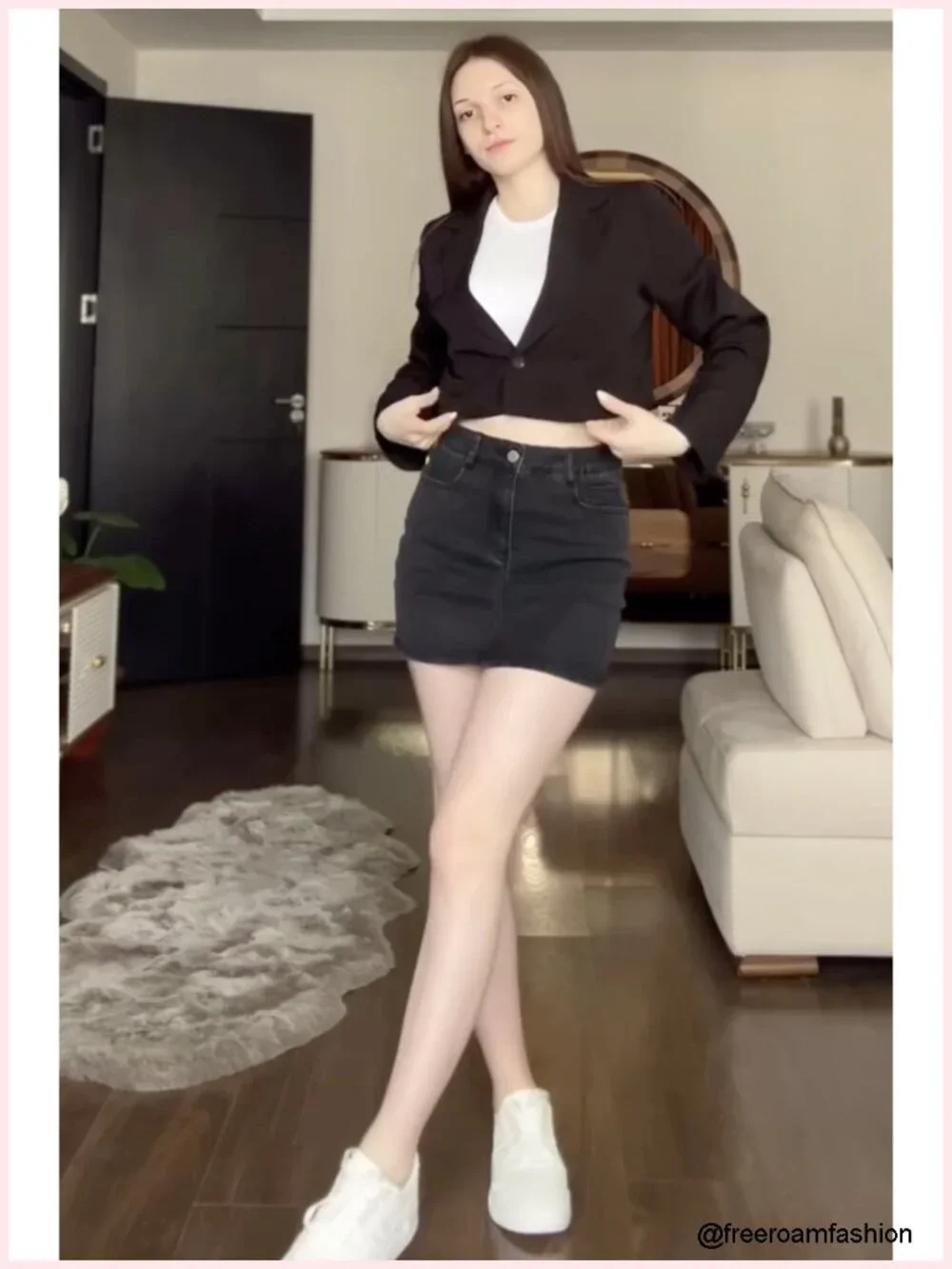 Women's Stretch Denim Mini Skirt Low Waist Zip Fly with Pockets
